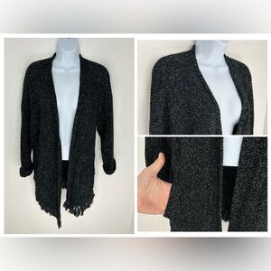 Madewell‎ Black Memento Fringe Cardigan Size Small Cozycore Office Normcore